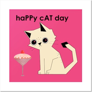 Happy Cat Day Posters and Art